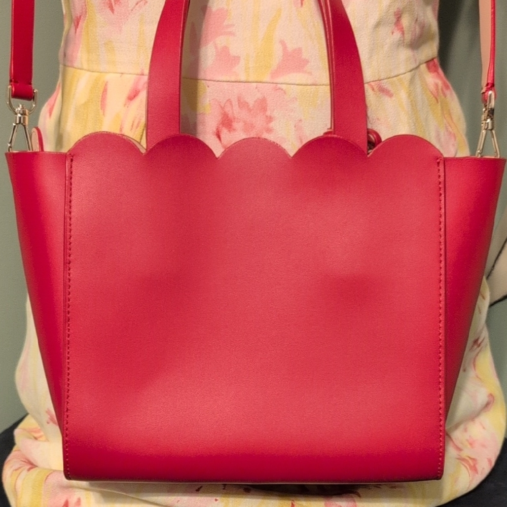 Kate Spade New York Pink Scalloped Satchel Clean Purse Bag - Picture 6 of 16
